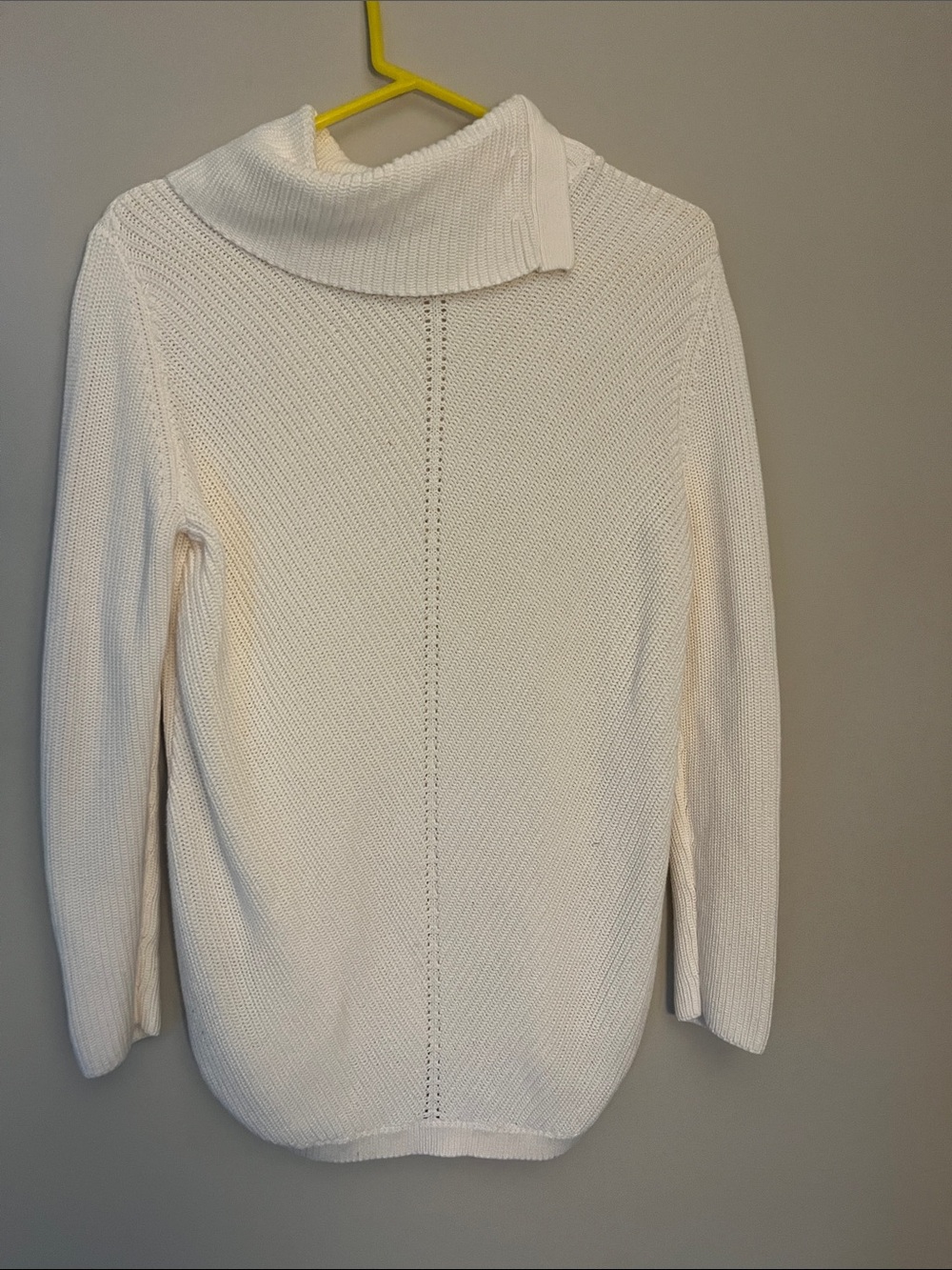 Cowl Neck White Knit Sweater - Women's Cozy Pullover
